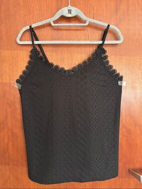 Hotouch Eyelet Lace Black Cami Camisole Tank Top Cutwork size M